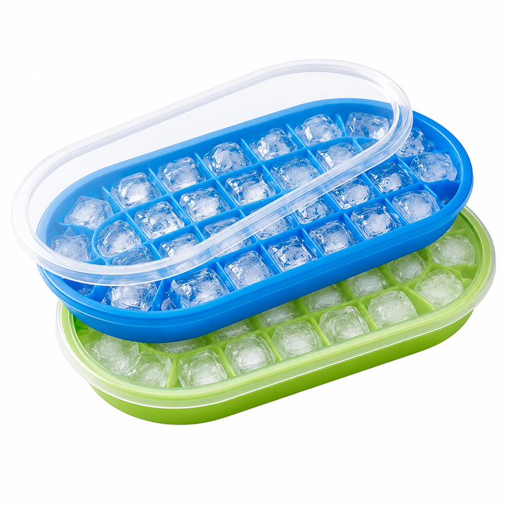 Pack of 2 Ice Cube Tray with Lid