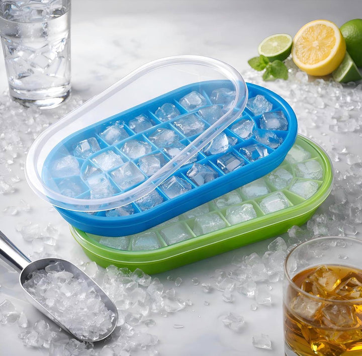 Pack of 2 Ice Cube Tray with Lid