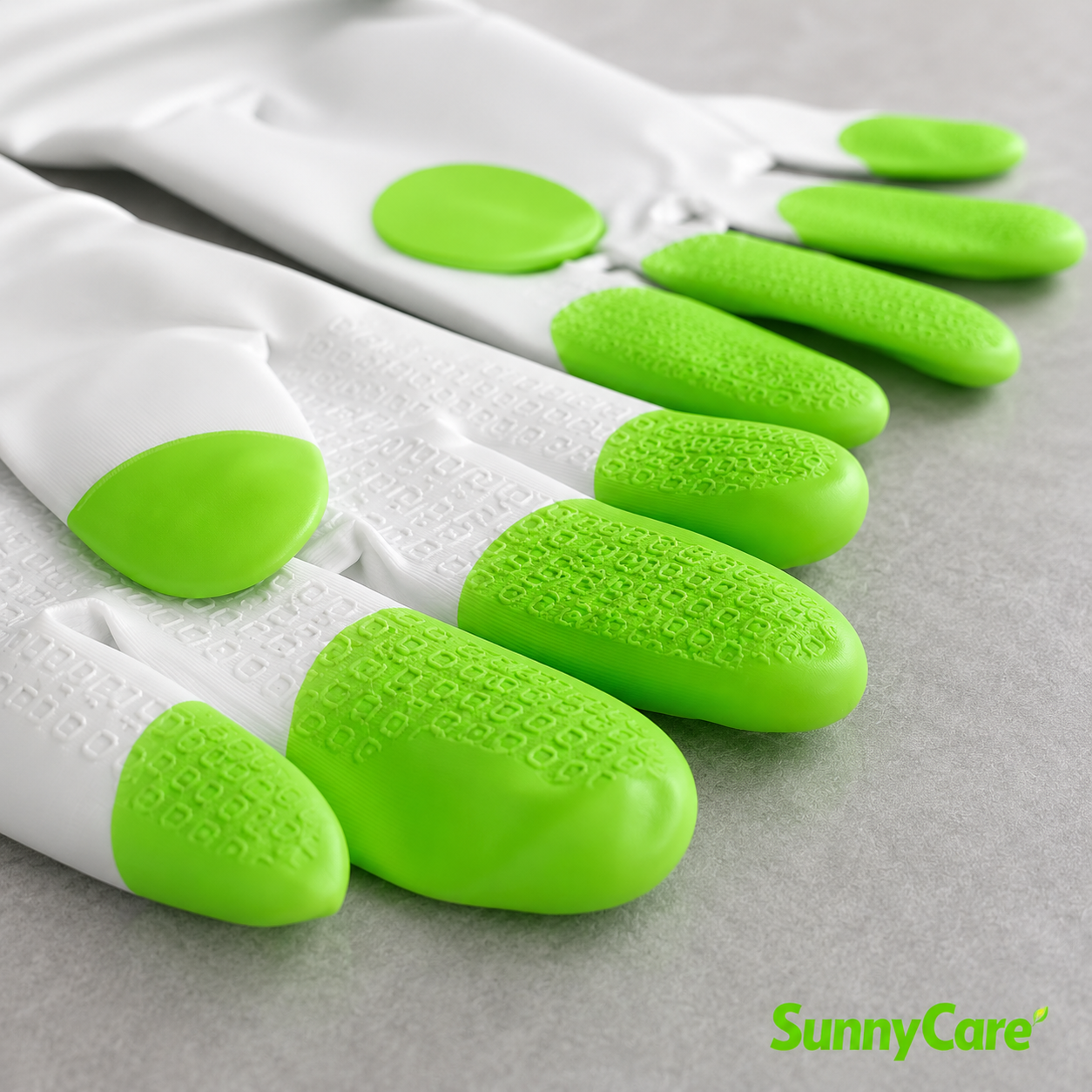 White Green Cleaning Gloves