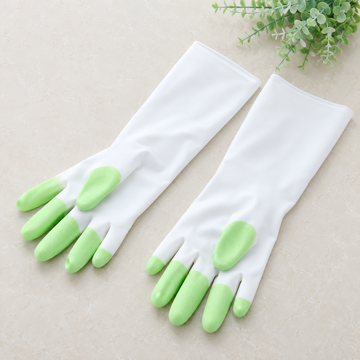 White Green Cleaning Gloves