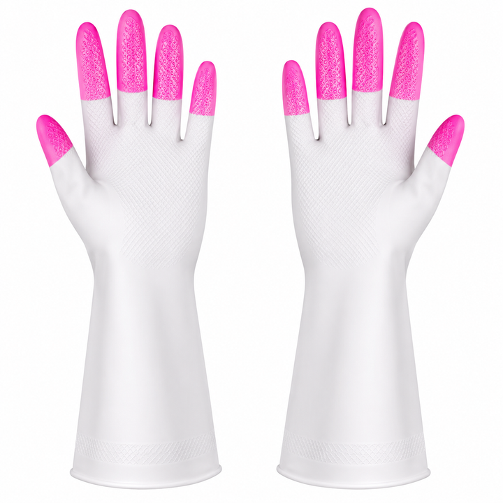 White Pink Cleaning Gloves