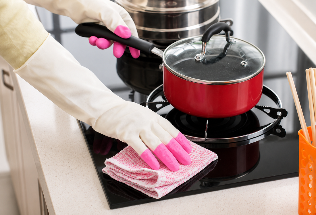 White Pink Cleaning Gloves