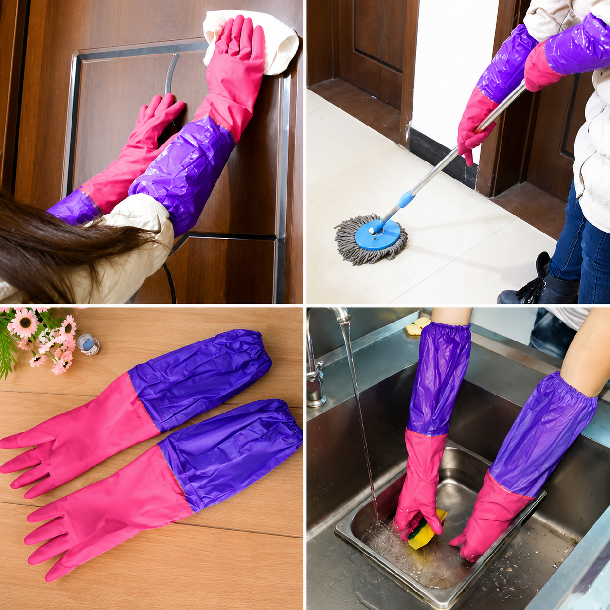 Pink Purple Cleaning Gloves