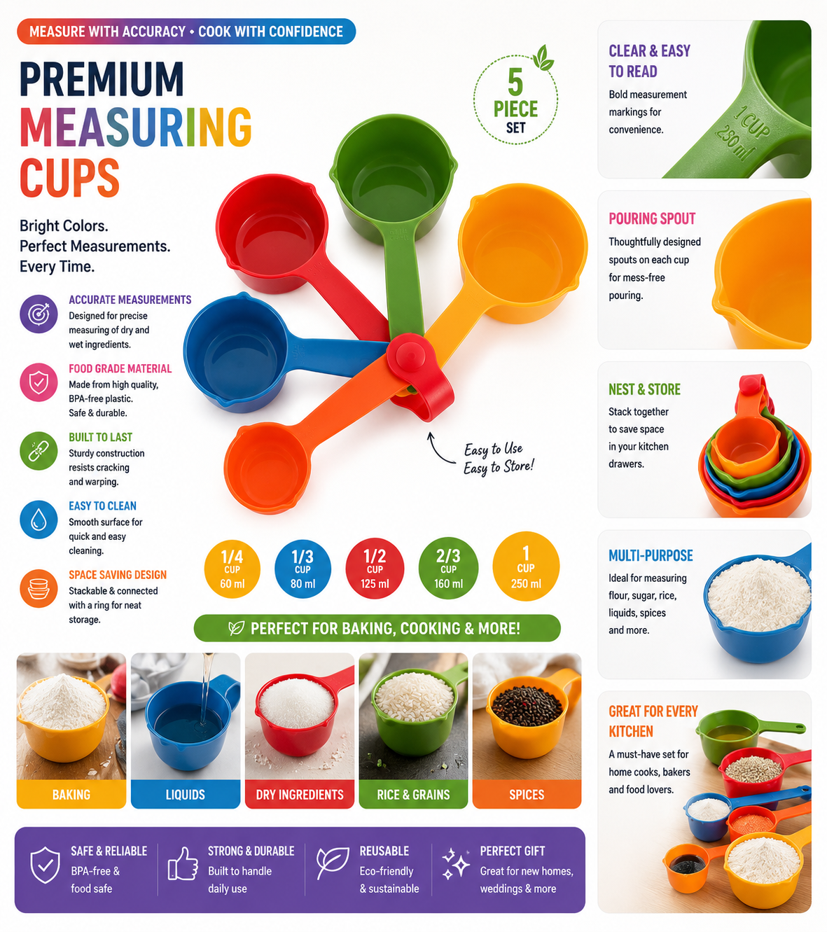 5-Piece Measuring Cups Set