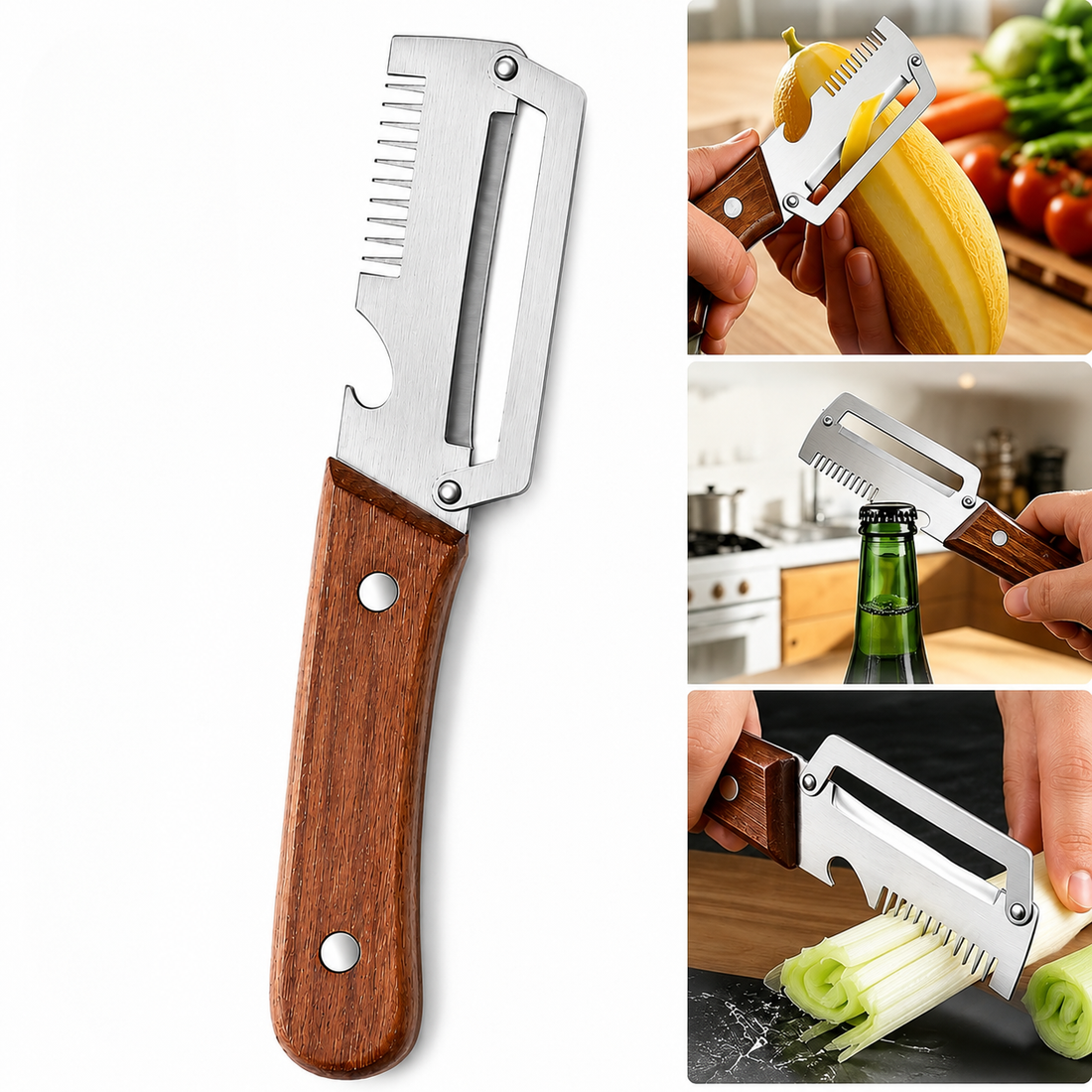 3-in-1 Stainless Steel Vegetable Peeler & Slicer