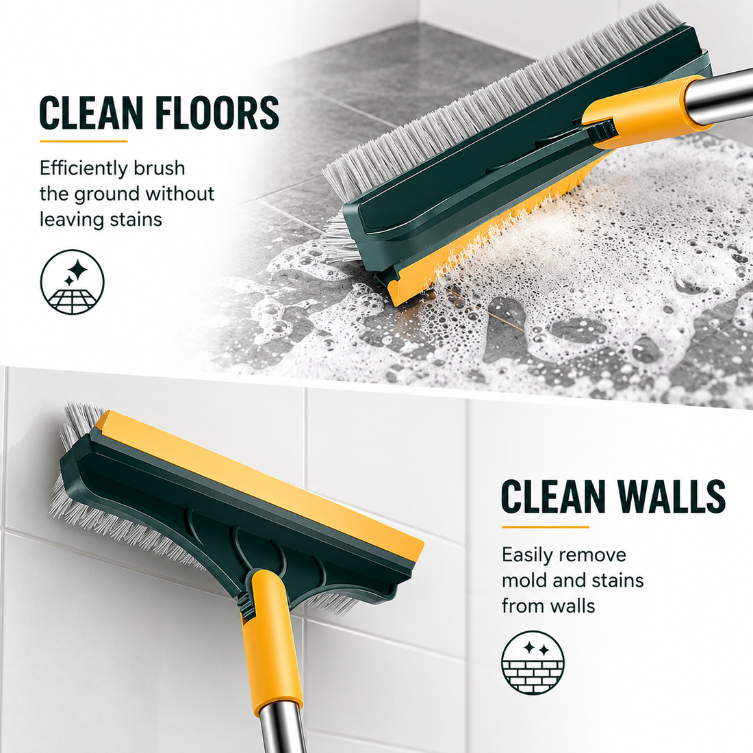 Floor Cleaning Brush with Wiper