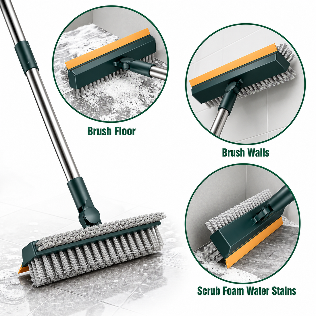 Floor Cleaning Brush with Wiper