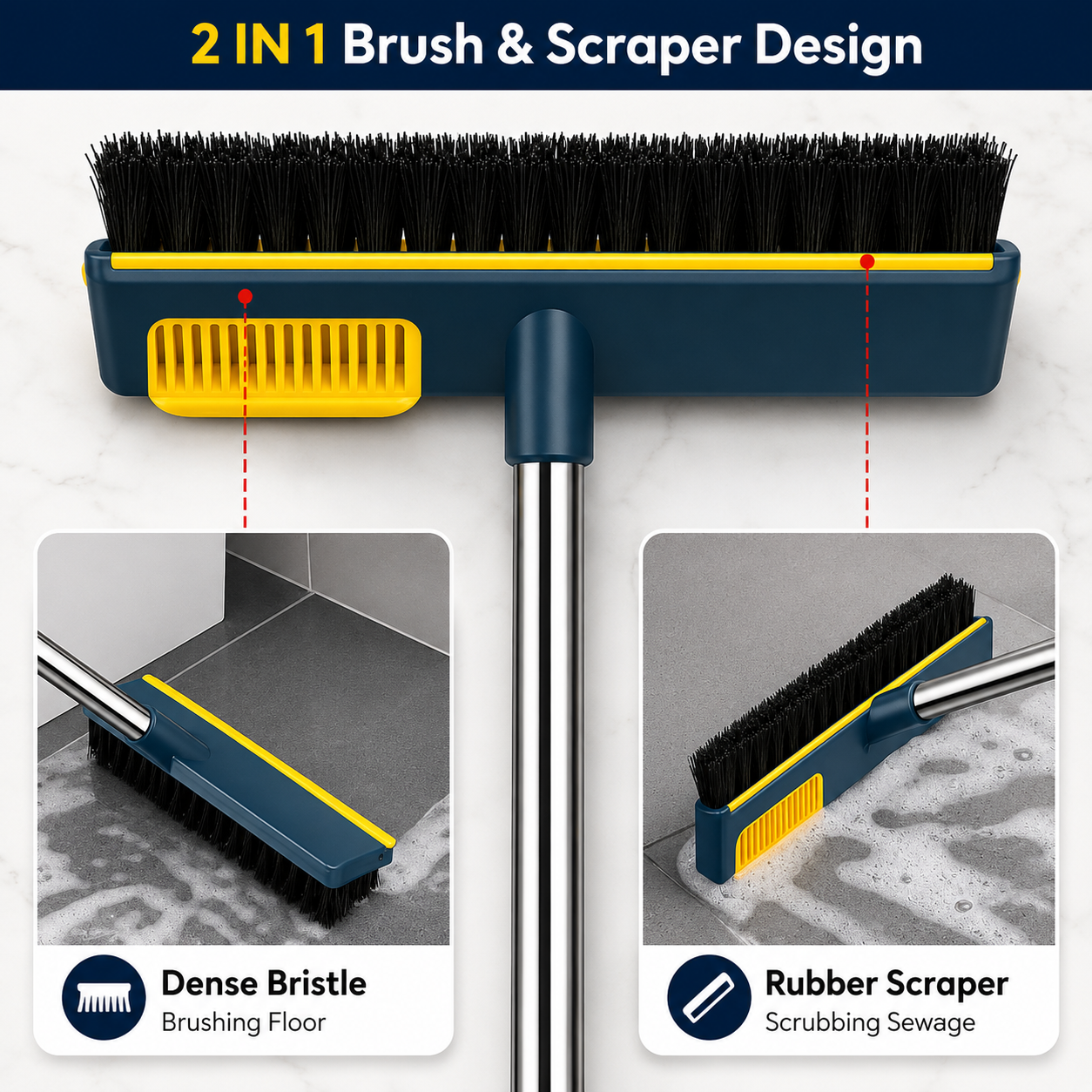 Floor Cleaning Broom with Handle