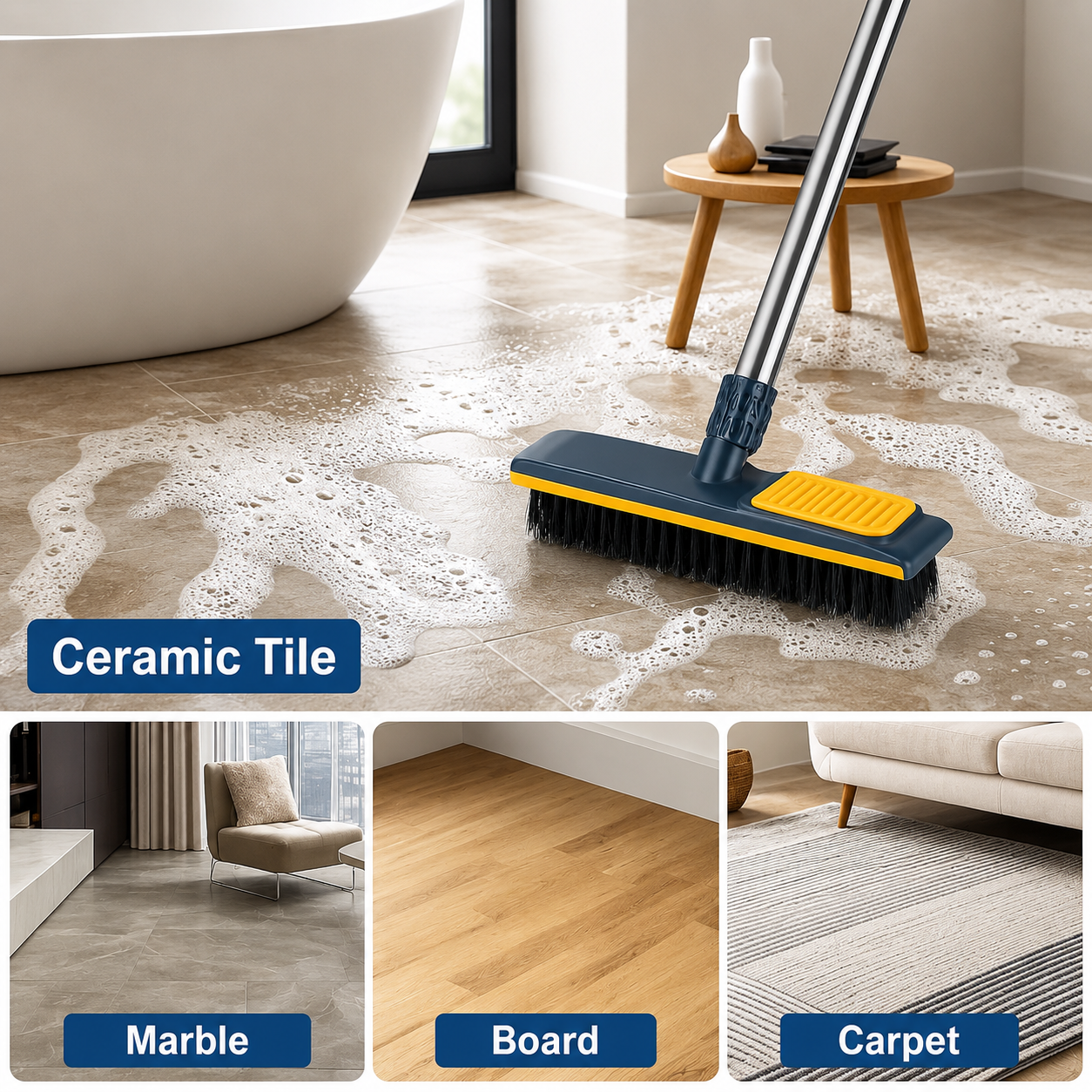 Floor Cleaning Broom with Handle