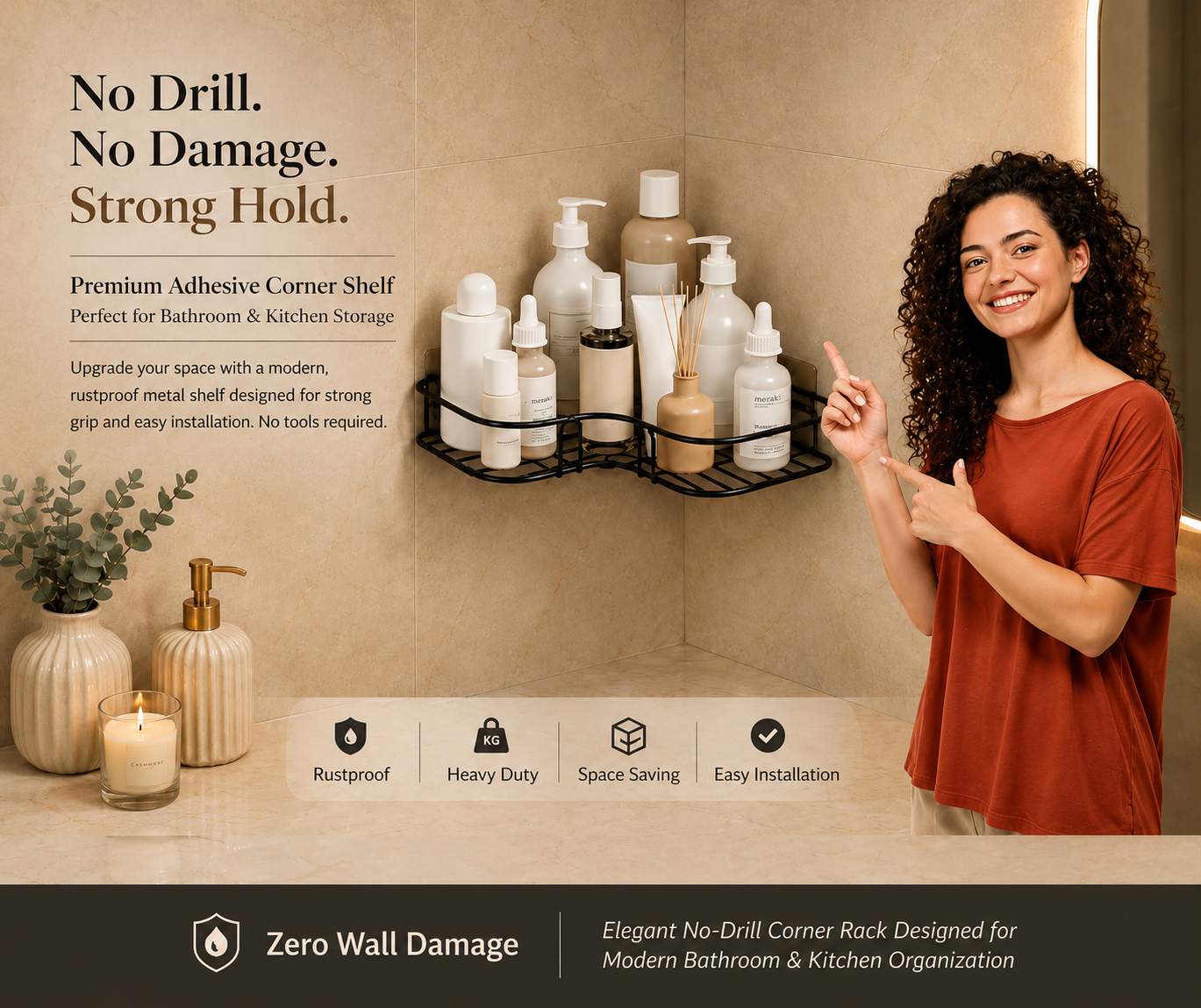 Bathroom Corner Rack