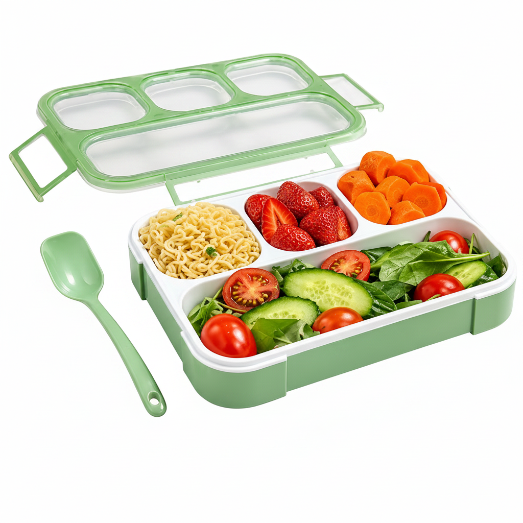 4 Compartment Lunch Box with Spoon