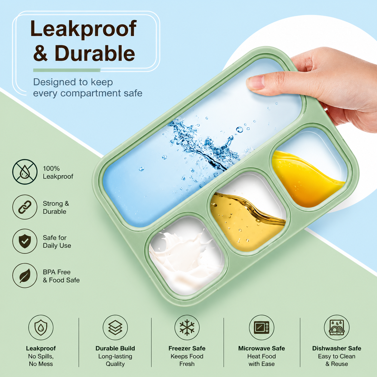 4 Compartment Lunch Box with Spoon
