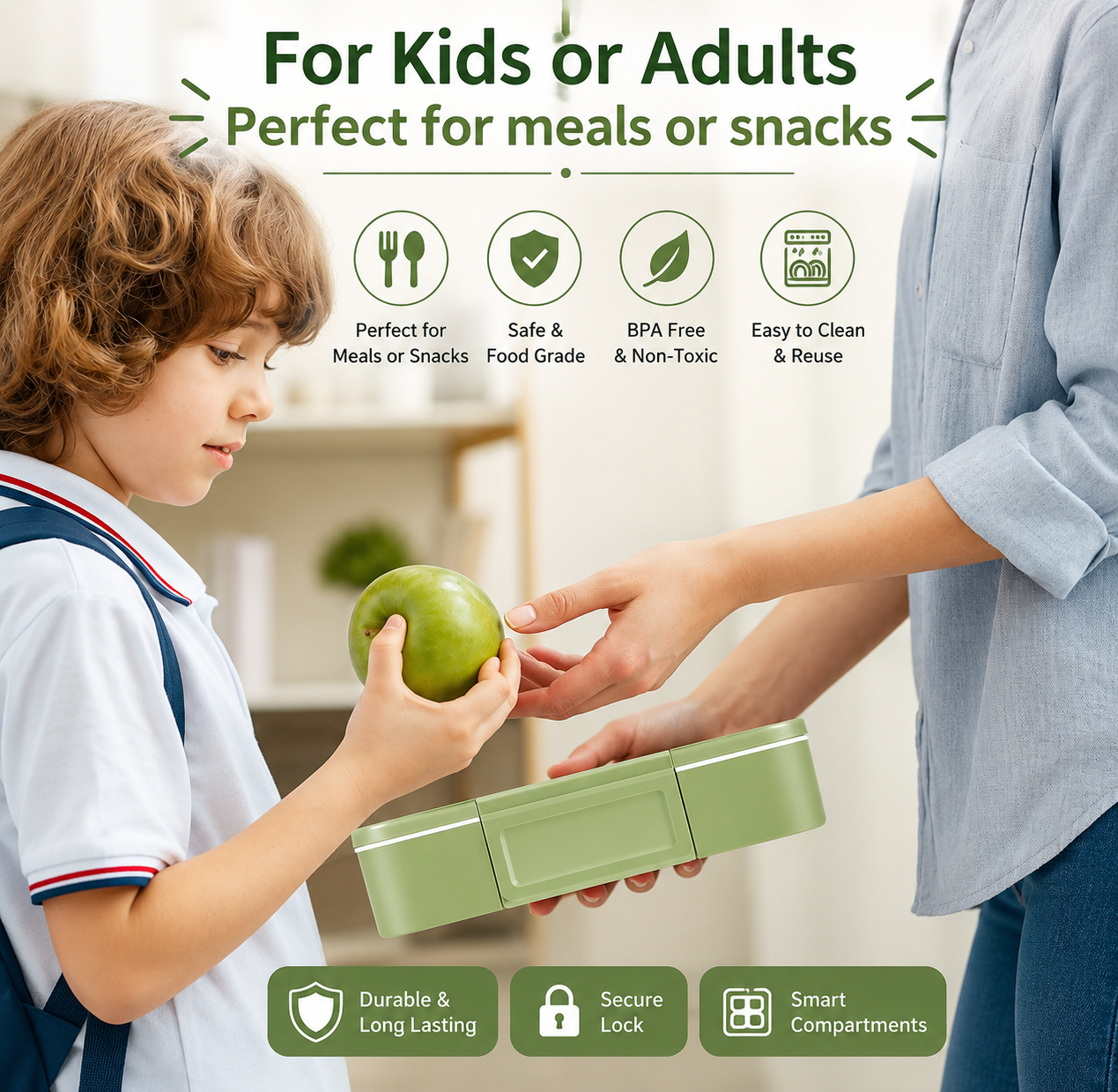 4 Compartment Lunch Box with Spoon