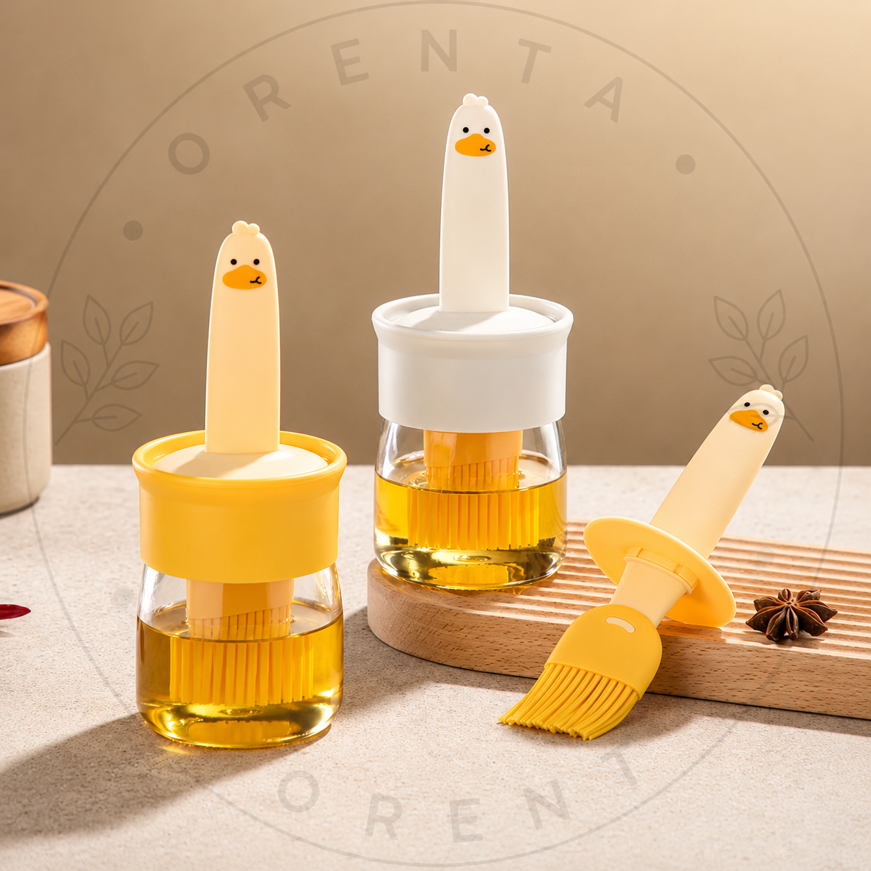 Oil Dispenser Bottle with Silicone Basting Brush