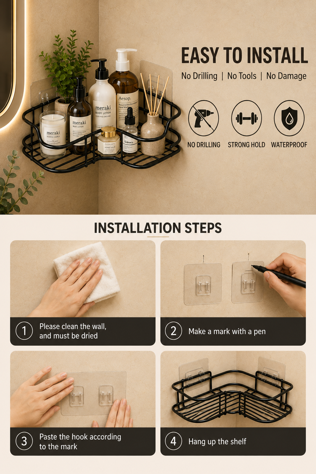 Bathroom Corner Rack
