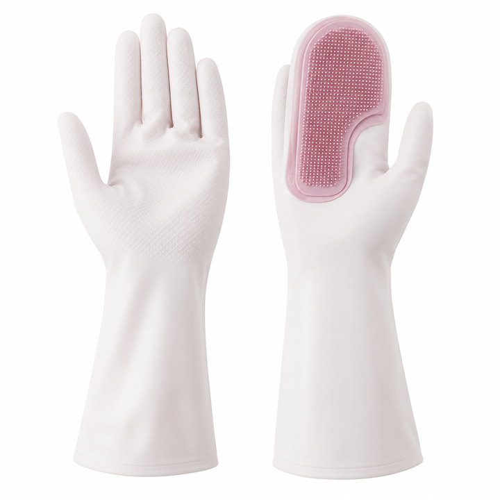 White Pink Cleaning Gloves