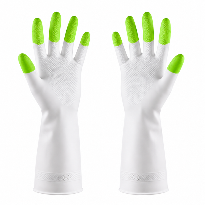 White Green Cleaning Gloves