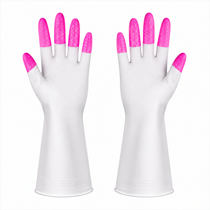 White Pink Cleaning Gloves