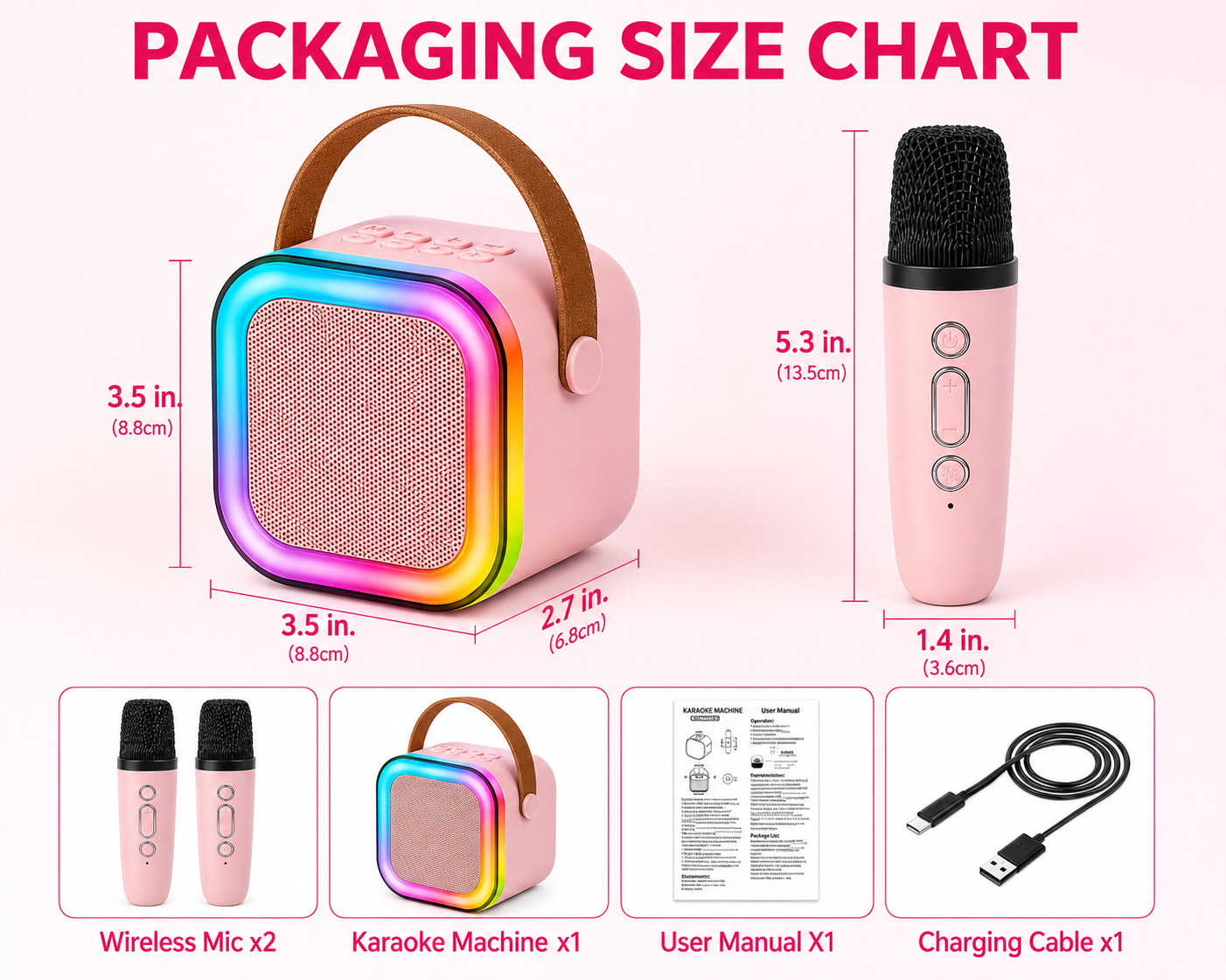 Orenta Wireless Karaoke Speaker with 2 Bluetooth Microphones
